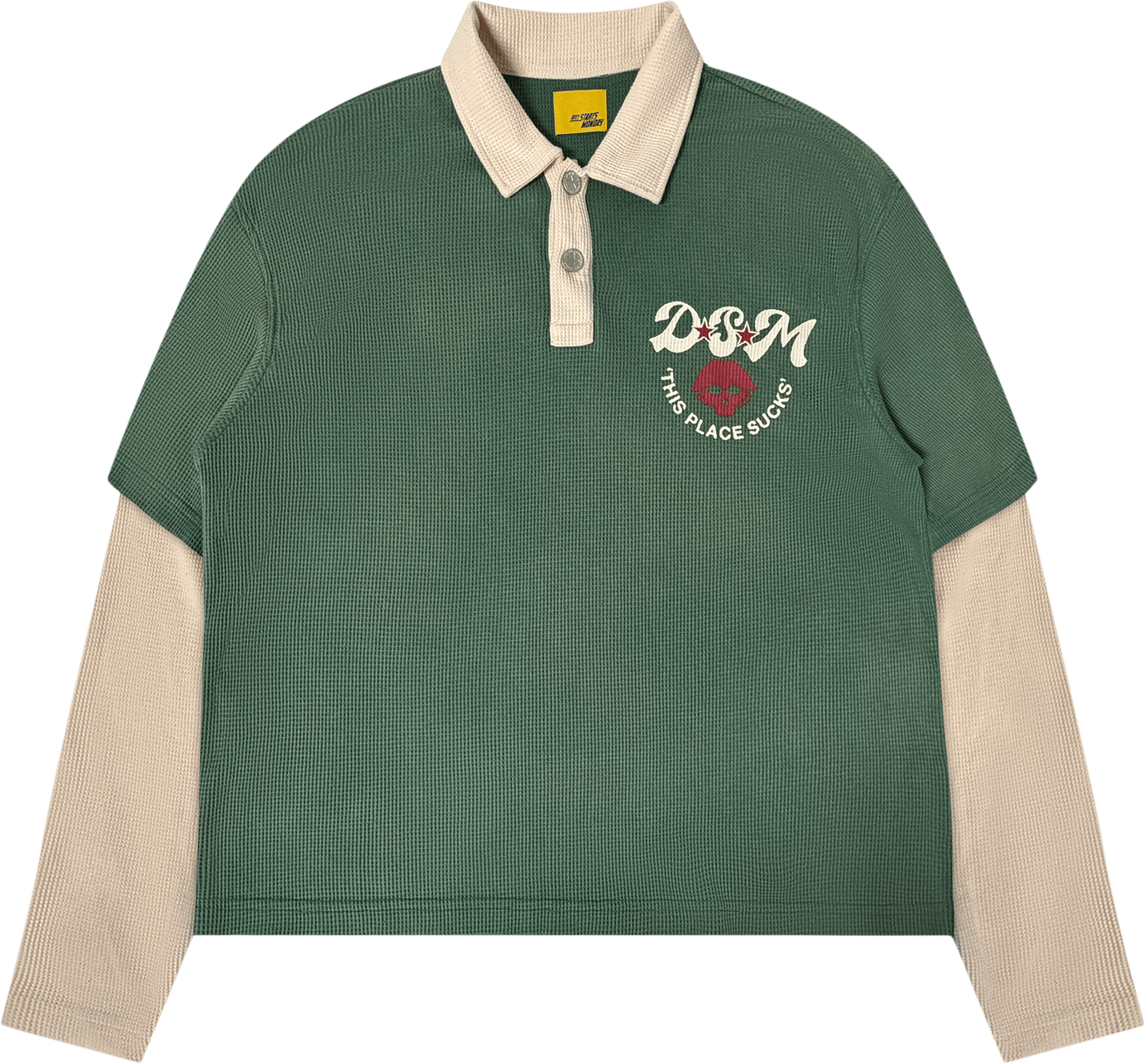 Diet Starts Monday Hollywood Waffle Polo Long Sleeve T-Shirt
