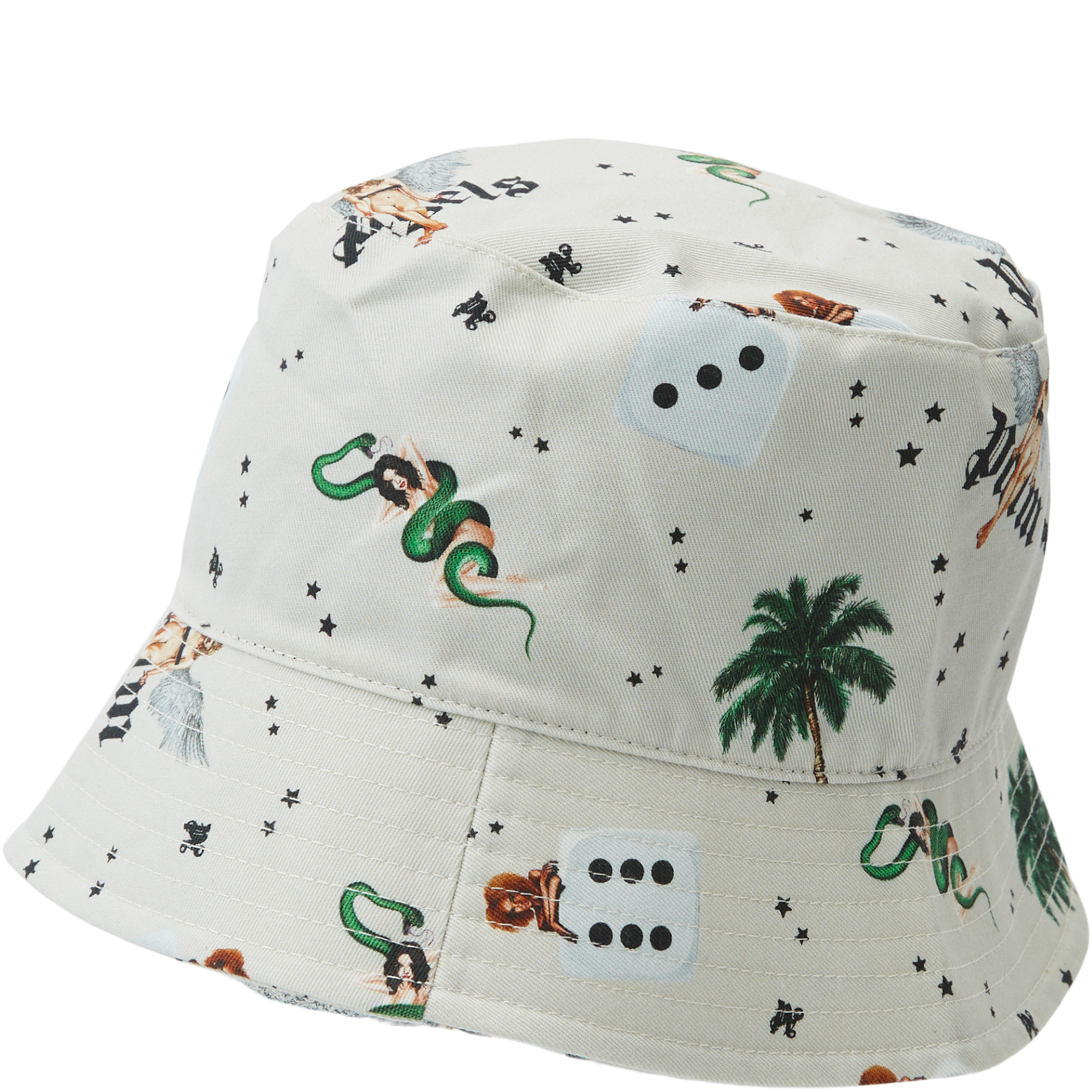 Palm Angels Pin Up All Over Bucket Cap