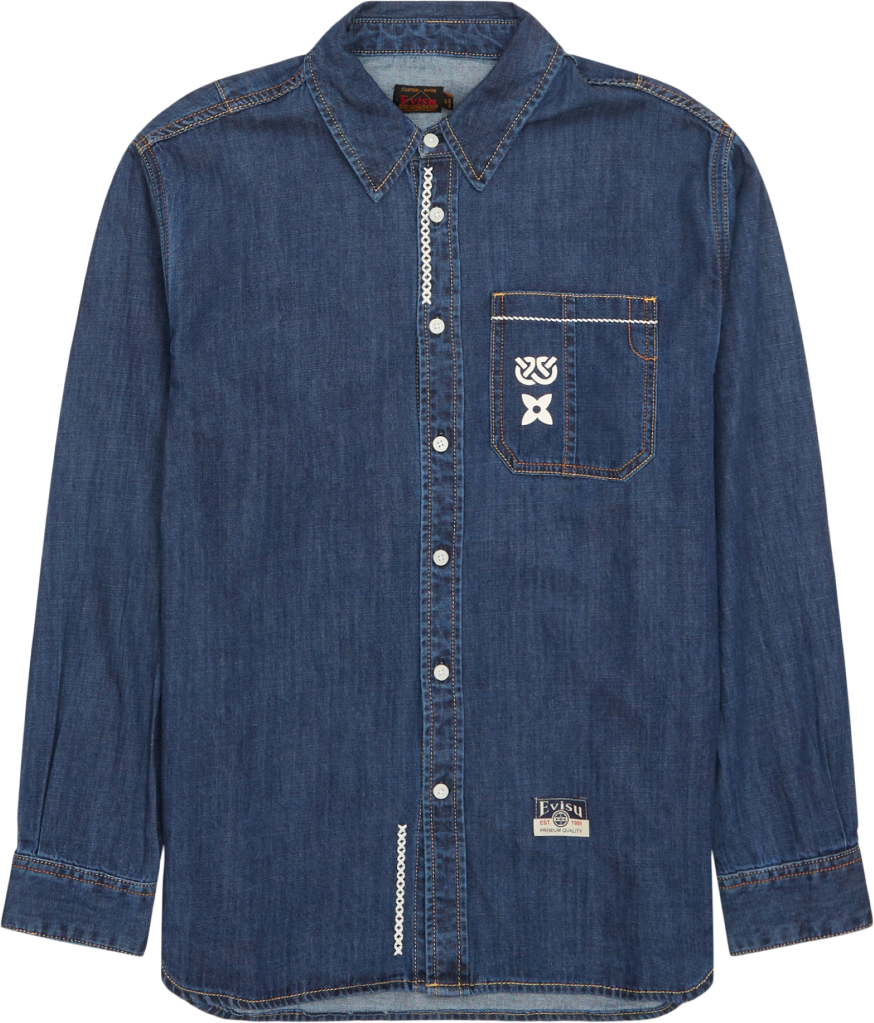 EVISU Daicook Printed Denim Skjorte