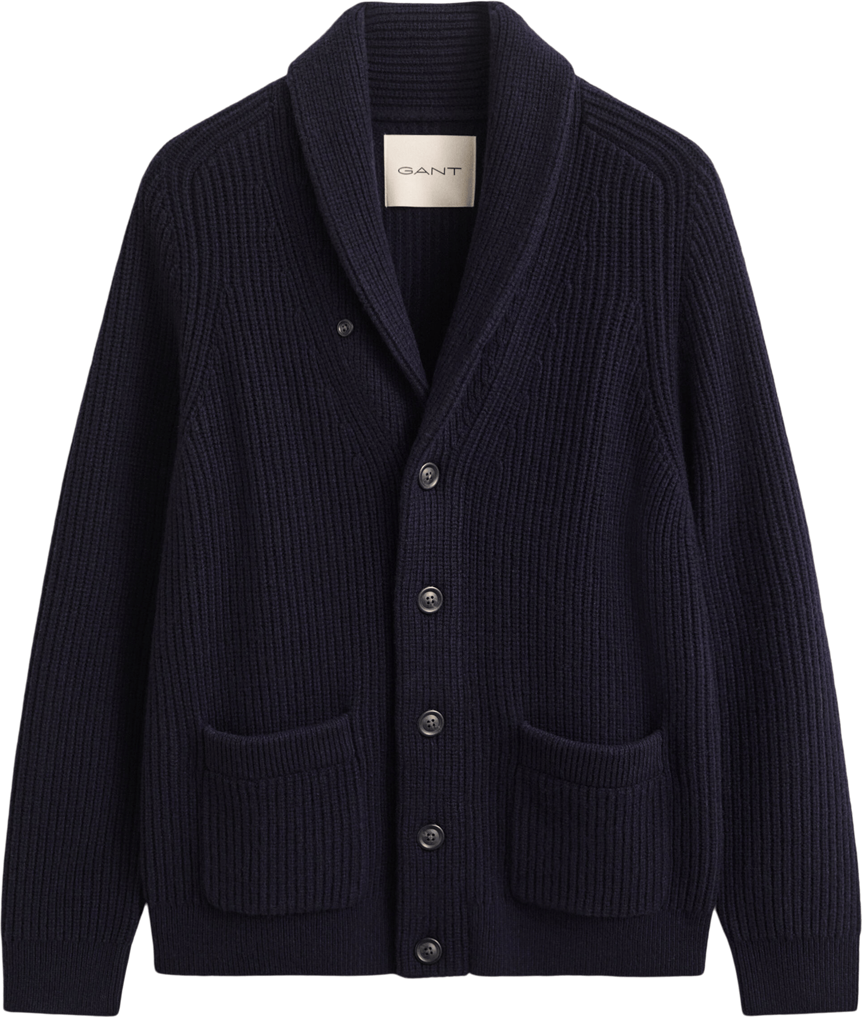 Gant RIBBED WOOL BLEND SHAWL CARDIG